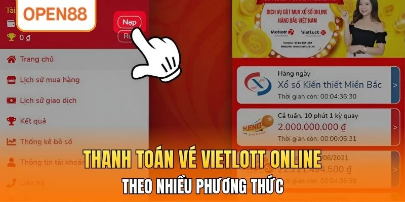 Thanh toán vé Vietlott online theo nhiều phương thức